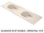 Plan double vasques système d’évacuation discret L 50 à 201 x P 40 à 51 cm, finition lisse mate, 10 couleurs, Résine Anti-bactérien Akrytan® teinté dans la masse, Livraison Offerte